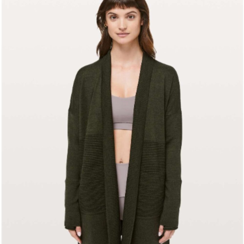 Lululemon Sit In Lotus Sweater Wrap 6 Heathered Dark Olive